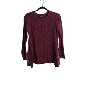 MAX JEANS Maroon Tunic Top with Side Slits and Patterned Back Size Small